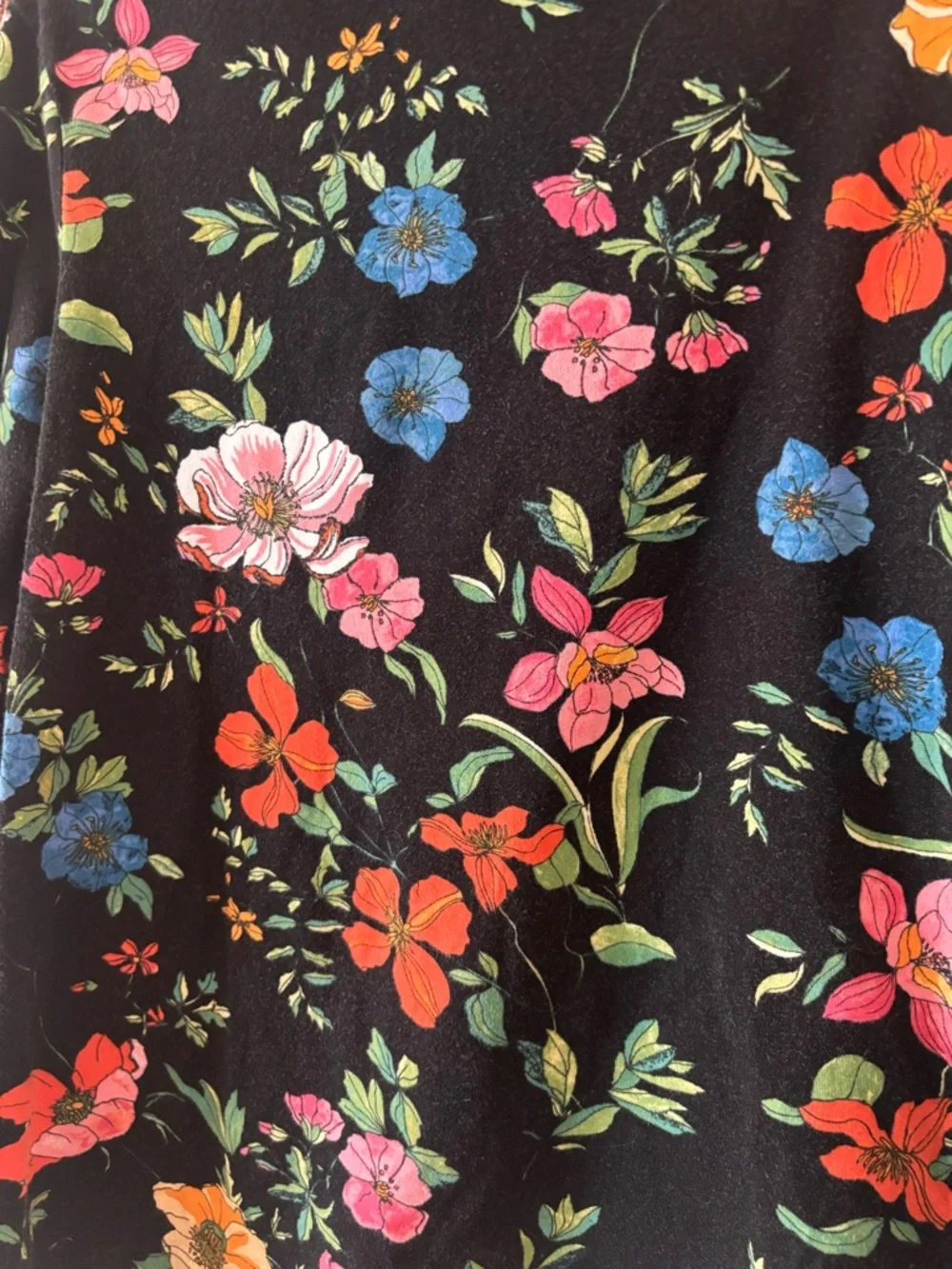 Maeve Black Floral Mock-Neck Long Sleeve Top - Picture 3 of 4